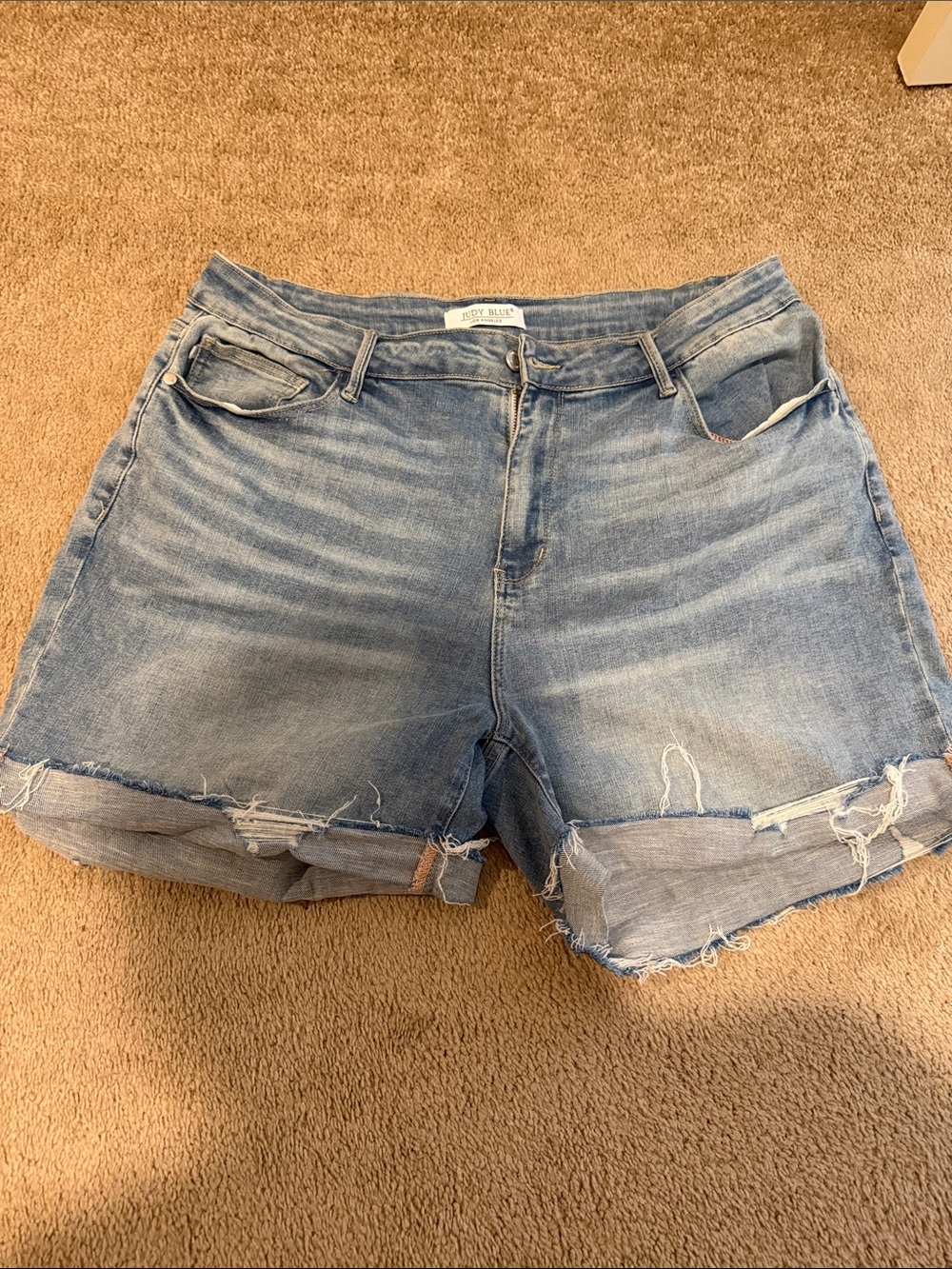 Judy Blue Light Blue Distressed Rolled Hem Denim Shorts